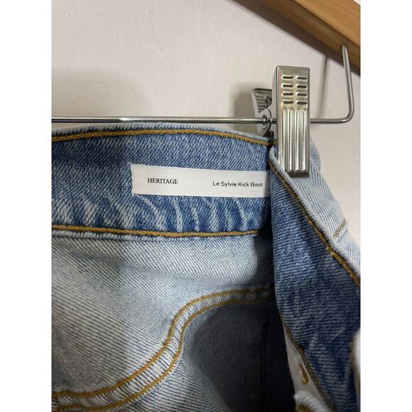 Frame Jeans 25 Heritage Le Sylvie Kick Flare Boot High Rise Denim Crop - Picture 7 of 10